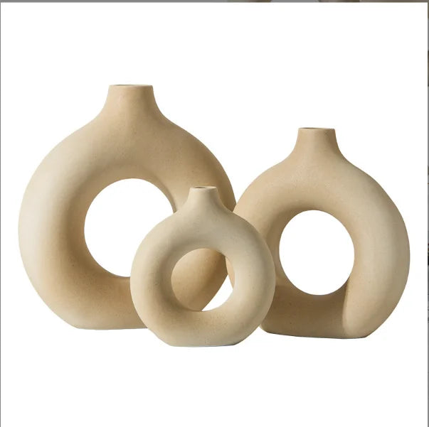 White Ceramic Modern Home Round Matte Pampas Flower Vases Minimalist Wedding Dinner Living Room Office Table Decorative Vase