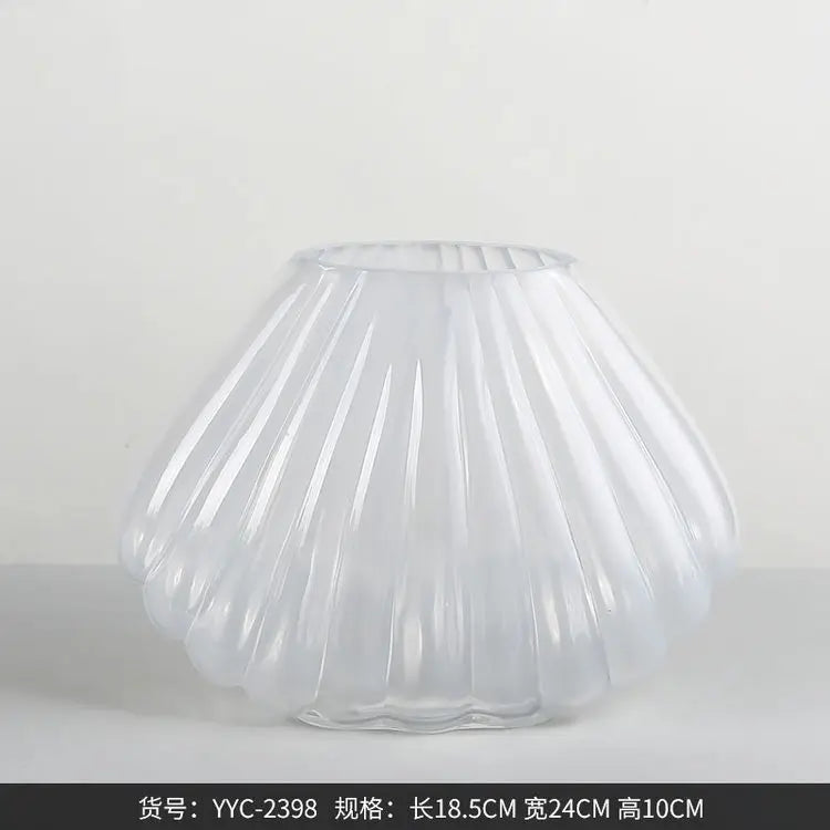 Light Luxury Glass Wedding Flower Vases Clear Vasi Vetro High Quality Hydroponics Glass Shell Vase Home Desk Decor