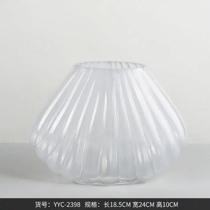 Light Luxury Glass Wedding Flower Vases Clear Vasi Vetro High Quality Hydroponics Glass Shell Vase Home Desk Decor