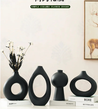Ceramic Vase Set Factory Price Best Birthday Gift Pots Flower Vases Wedding Hot Selling Tabletop Vase Living Bedroom  Home Decor
