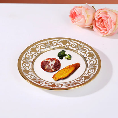 Ceramic Porcelain Gold Rim Eco-Friendly Europe Nordic Style Elegant Wedding Dinnerware Plates