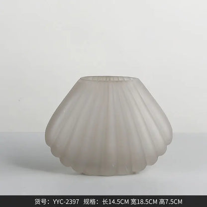 Light Luxury Glass Wedding Flower Vases Clear Vasi Vetro High Quality Hydroponics Glass Shell Vase Home Desk Decor