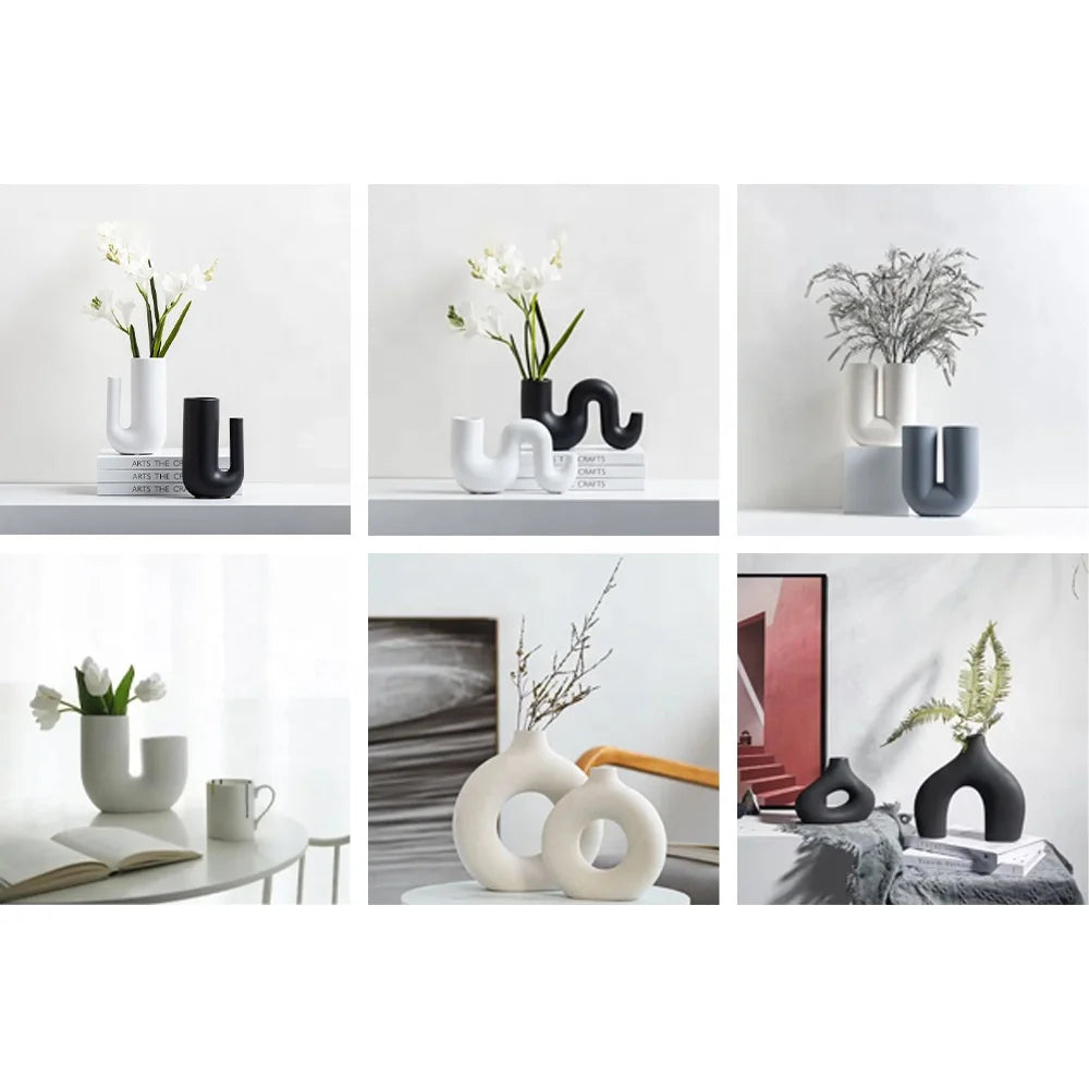 Factory Direct Sales of Modern Minimalist Ceramic Vases Interior Decoration Home Ceramics U-shaped Customized Ceramic Vases
