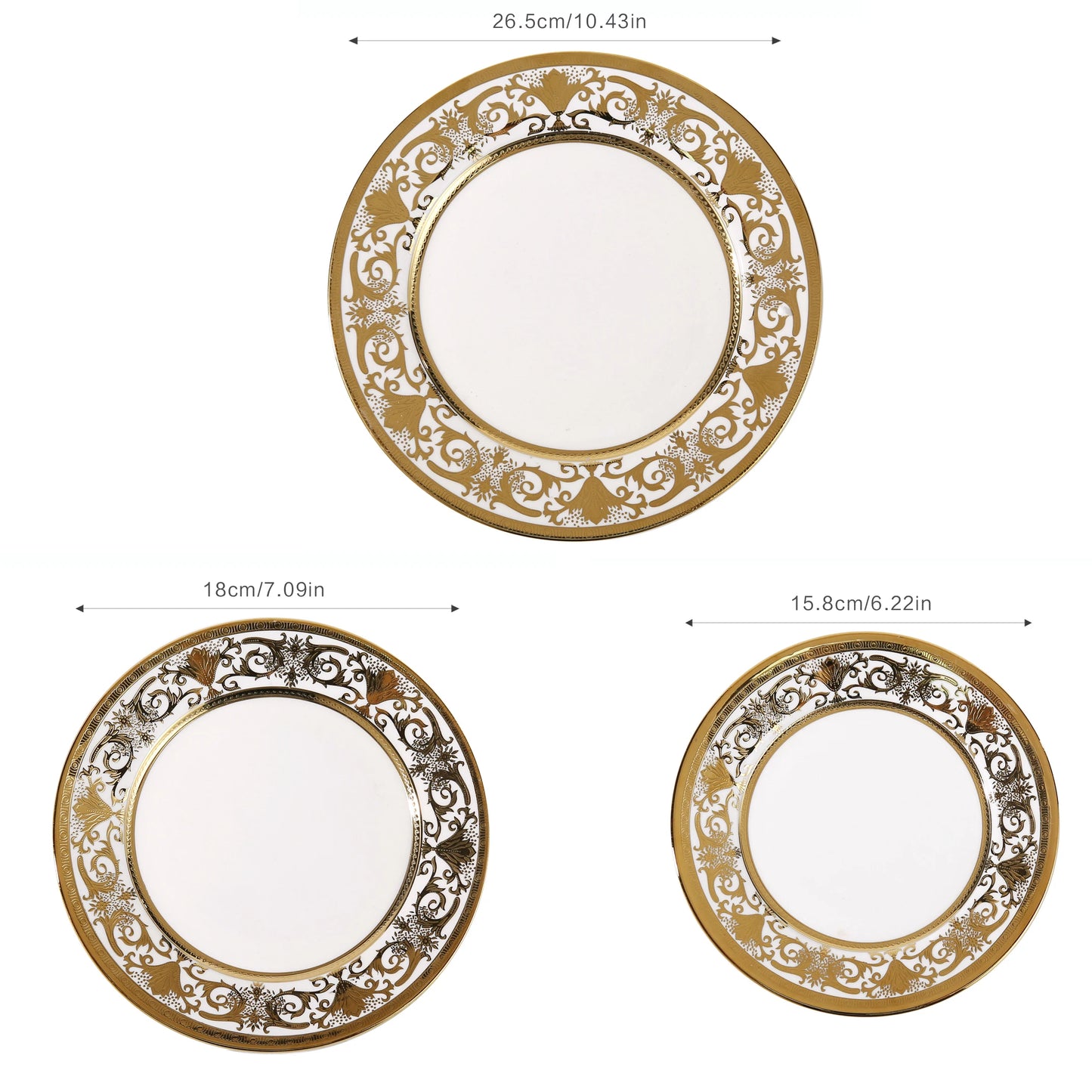 Ceramic Porcelain Gold Rim Eco-Friendly Europe Nordic Style Elegant Wedding Dinnerware Plates