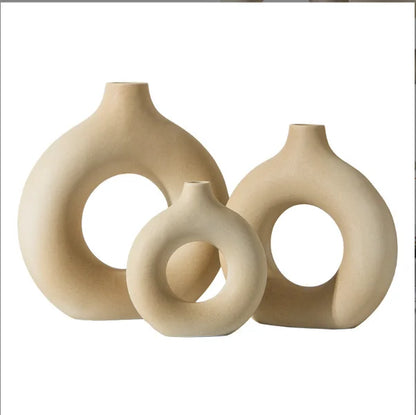 White Ceramic  Modern Home Round Matte Pampas Flower Vases Minimalist Wedding Dinner Living Room Office Table Decorative Vase