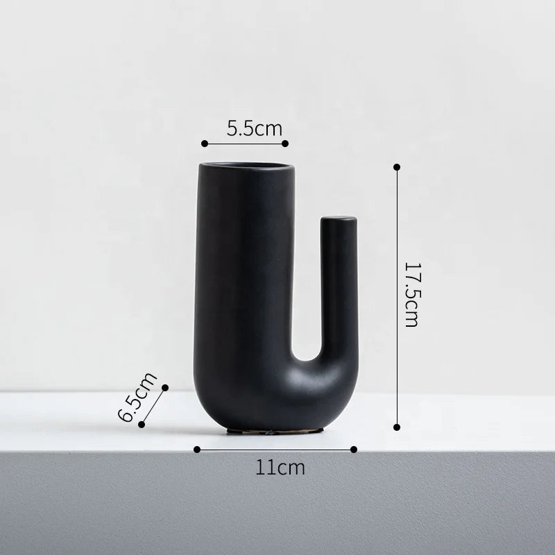 Factory Direct Sales of Modern Minimalist Ceramic Vases Interior Decoration Home Ceramics U-shaped Customized Ceramic Vases