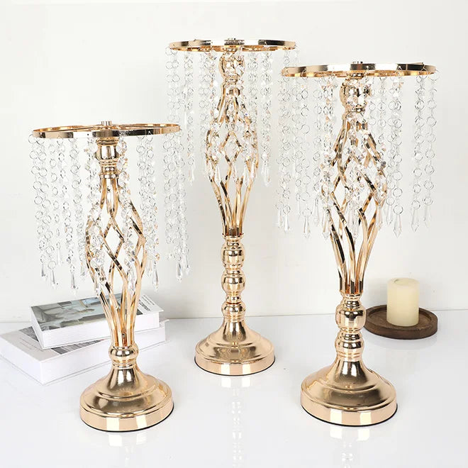 HOT Wedding Flower Stand Metal Flower Vases Crystal Flower Stand Wedding Centerpieces for Tables Party Dinner Hotel Decoration