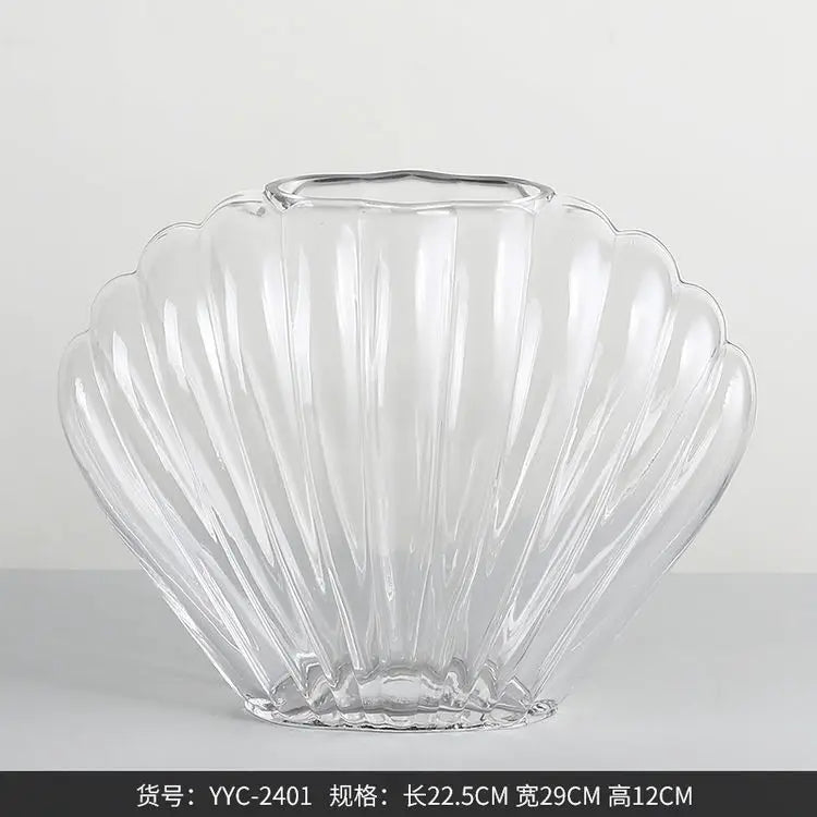 Light Luxury Glass Wedding Flower Vases Clear Vasi Vetro High Quality Hydroponics Glass Shell Vase Home Desk Decor