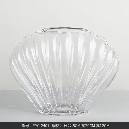 Light Luxury Glass Wedding Flower Vases Clear Vasi Vetro High Quality Hydroponics Glass Shell Vase Home Desk Decor