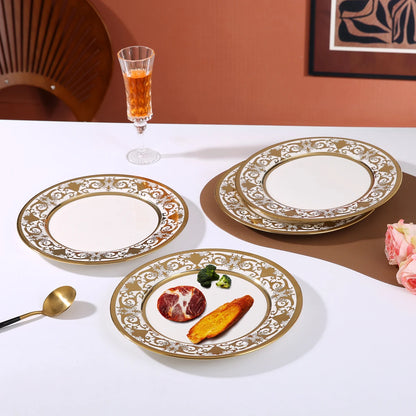 Ceramic Porcelain Gold Rim Eco-Friendly Europe Nordic Style Elegant Wedding Dinnerware Plates