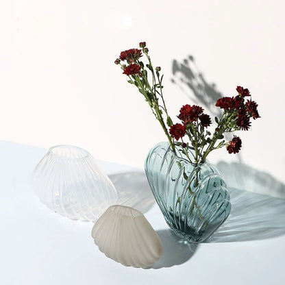 Light Luxury Glass Wedding Flower Vases Clear Vasi Vetro High Quality Hydroponics Glass Shell Vase Home Desk Decor