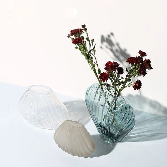 Light Luxury Glass Wedding Flower Vases Clear Vasi Vetro High Quality Hydroponics Glass Shell Vase Home Desk Decor