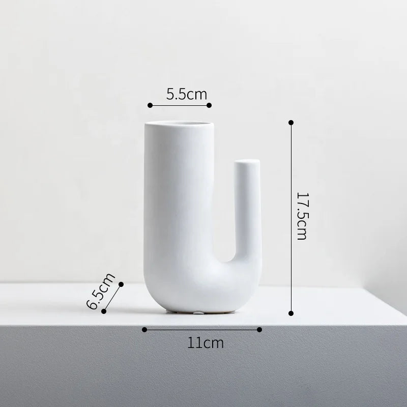 Factory Direct Sales of Modern Minimalist Ceramic Vases Interior Decoration Home Ceramics U-shaped Customized Ceramic Vases