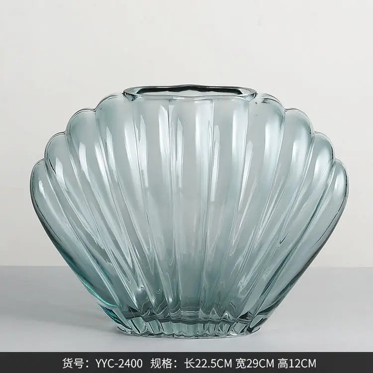 Light Luxury Glass Wedding Flower Vases Clear Vasi Vetro High Quality Hydroponics Glass Shell Vase Home Desk Decor