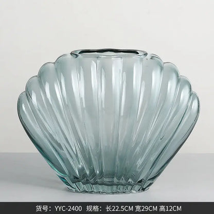 Light Luxury Glass Wedding Flower Vases Clear Vasi Vetro High Quality Hydroponics Glass Shell Vase Home Desk Decor