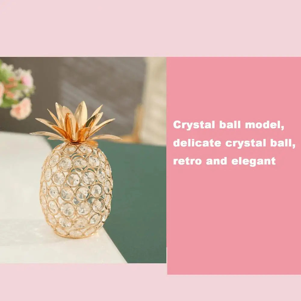 Creative Crystal Apple Ornaments Bling Rhinestone Pineapple Shape Miniatures Snow Pear Crafts Home Decoration Photography Props