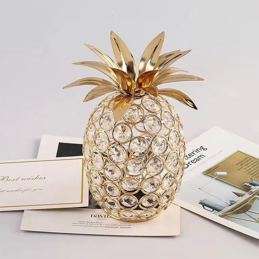 Creative Crystal Apple Ornaments Bling Rhinestone Pineapple Shape Miniatures Snow Pear Crafts Home Decoration Photography Props